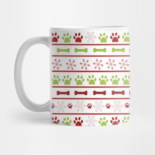 Christmas Happy new year design paw prints and snowflakes background greeting card Mug